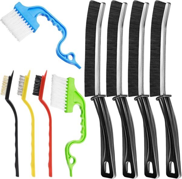 9 Pcs Hard Bristle Crevice Cleaning Brushes for Household Use, Gap Cleaning Brush Multifunctional Small Corner Cleaning Brush Set Tool for Groove Window Tracks Bathroom Kitchen