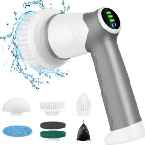 DAESUNG Electric Spin Scrubber, New Electric Scrubber for Cleaning Bathroom with 6 Replaceable Heads, LED Display, Spin Scrubber Brush, Power Scrubbers for Cleaning Shower/Grout/Sink