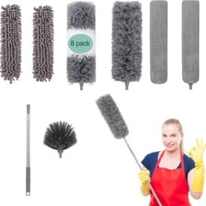 Duster for Cleaning,8 PCS Microfiber Dusters for Ceilings Fan,Duster for Cleaning Cobweb,Reusable Bendable Duster Washable Lightweight Duster for High Ceiling,Furniture &Cars