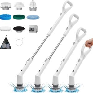 Electric Spin Scrubber,2024 New Cordless Cleaning Brush,Shower Cleaning Brush with 7 Replaceable Brush Heads, Power Scrubber 3 Adjustable Speeds,Detachable Long Handle & IPX7 Waterproof