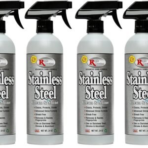 Rock Doctor Stainless Steel Cleaner and Protectant, Streak-Free Cleaning Solution for Chrome and Aluminum Appliances or Surfaces, Smudge Resistant Shine, 24 oz. Spray Bottle (6)