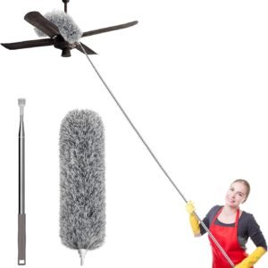 SetSail Extra-Long Dusters with Extension Pole 100-inch for Cleaning, Bendable Microfiber Head Washable Ceiling Fan Duster for High Ceilings, Furniture
