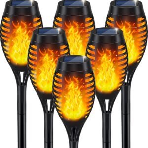 Solar Lights Outdoor, Solar Torch Light with Flickering Flame for Garden Decor, Solar Garden Lights, Waterproof Solar Powered Outdoor Lights, Flame Torches for Outside Patio Pathway Yard Decorations