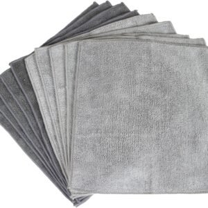 Sophisti-Clean Stainless Steel Microfiber Cloths, Soft Absorbent Non-Abrasive Cleaning Cloths, Lint Free, Streak Free, Gray, (Pack of 10)