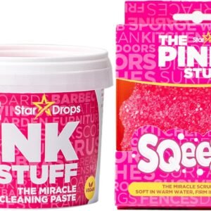 Stardrops - The Pink Stuff Miracle Cleaning Paste & SQeeZY Scrubber Sponge Bundle – All-Purpose, Non-Scratch Cleaner for Kitchens, Bathrooms, Walls, Floors, Pots, Grout, and More