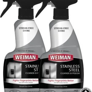Weiman Stainless Steel Cleaner and Polish - 2 Pack - Removes Fingerprints, Residue, Water Marks and Grease from Appliances w/Buffing Towel