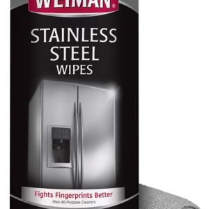 Weiman Stainless Steel Wipes (Large Microfiber Cloth) Removes Fingerprints Residue Water Marks and Grease from Appliances - Works Great on Refrigerators Dishwashers Ovens Grills - Packaging May Vary