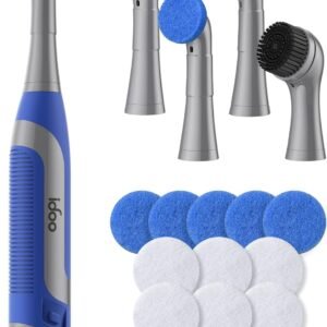 iDOO Cordless Electric Cleaning Brush, Battery Powered Scrubber, Electric Grout Cleaner for Shower/Bathtub/Tile Crevice/Kitchen/Bathroom/Laundry Room, Apartment Essentials